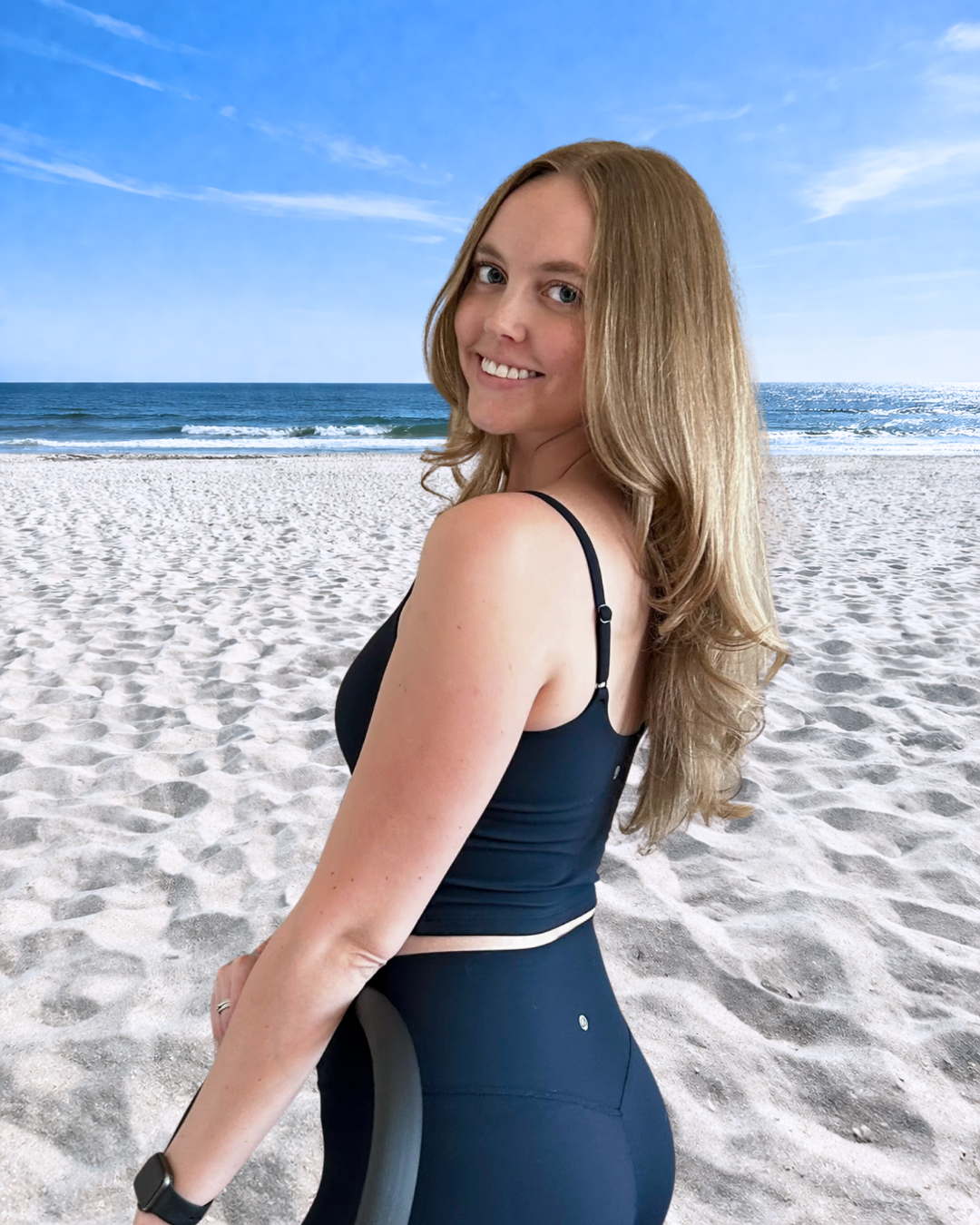 Monica Pilatseas on the beach