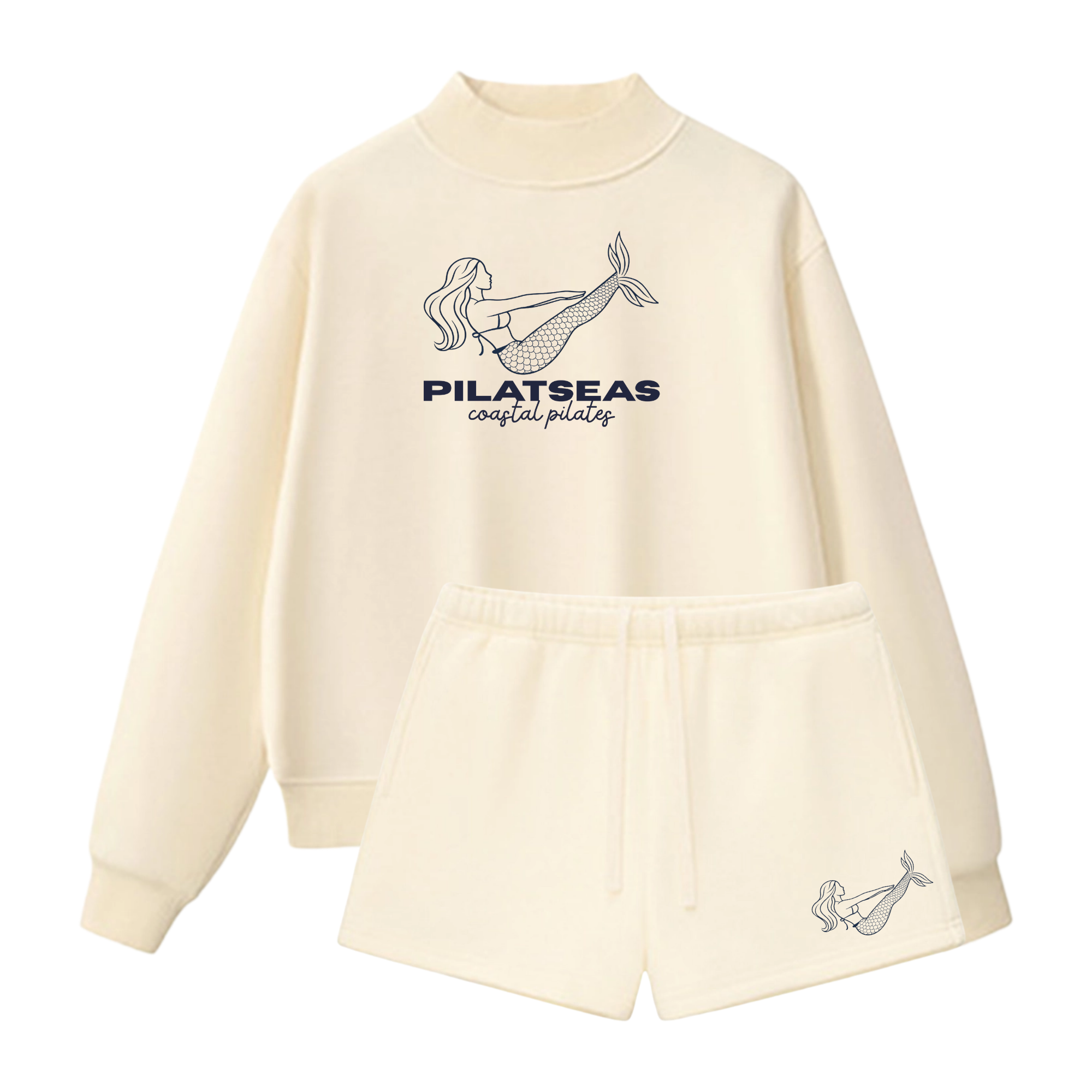 Butter Yellow Set: Mock Neck Sweatshirt & Shorts